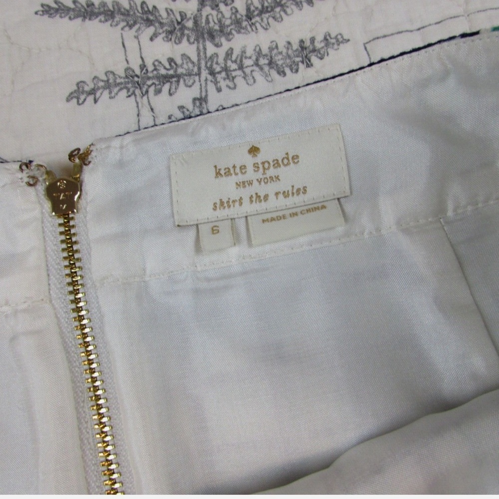 Kate Spade Judy Check Pencil Skirt Green Navy Stretch - Picture 5 of 6
